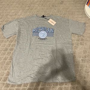 MISSGUIDED New with Tag Blue and Grey Michigan Graphic Tee